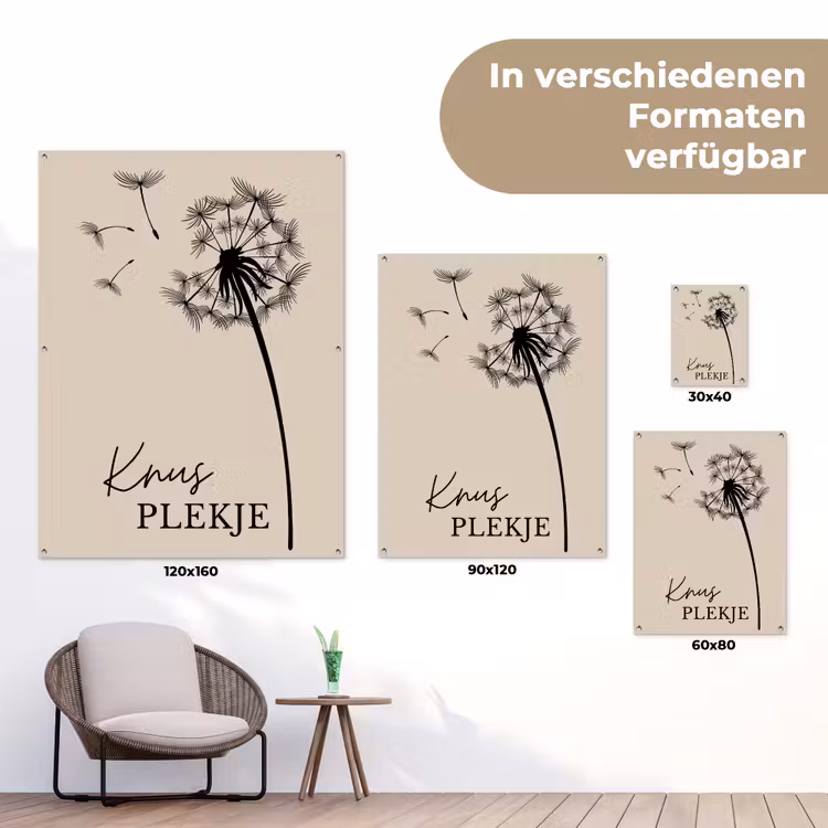 Knus Plekje met Paardenbloem tuinposter los doek klein -Xsfeer9_DE
