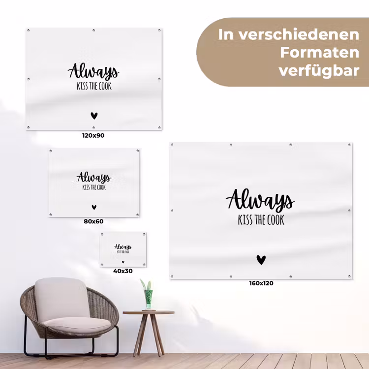 Always kiss the cook - Koken - Kok - Keuken - Spreuken tuinposter los doek klein -Xsfeer9_DE