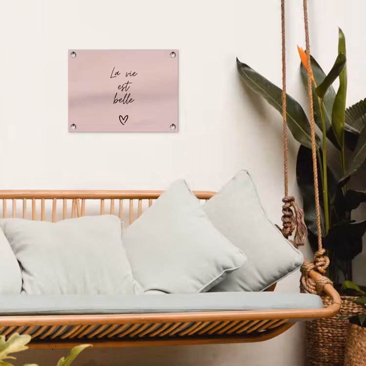 La vie est belle met Hart tuinposter los doek klein -sfeer7