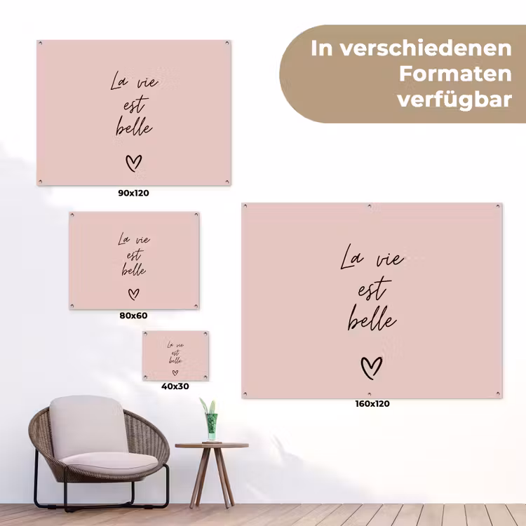 La vie est belle met Hart tuinposter los doek klein -Xsfeer9_DE