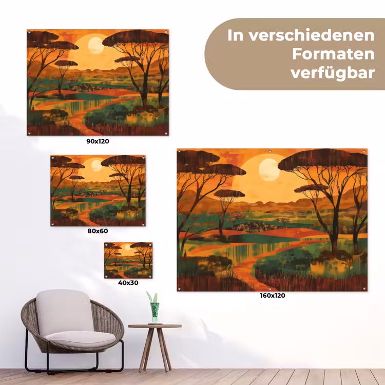 Landschap - Afrikaans - Zon tuinposter los doek klein -Xsfeer9_DE
