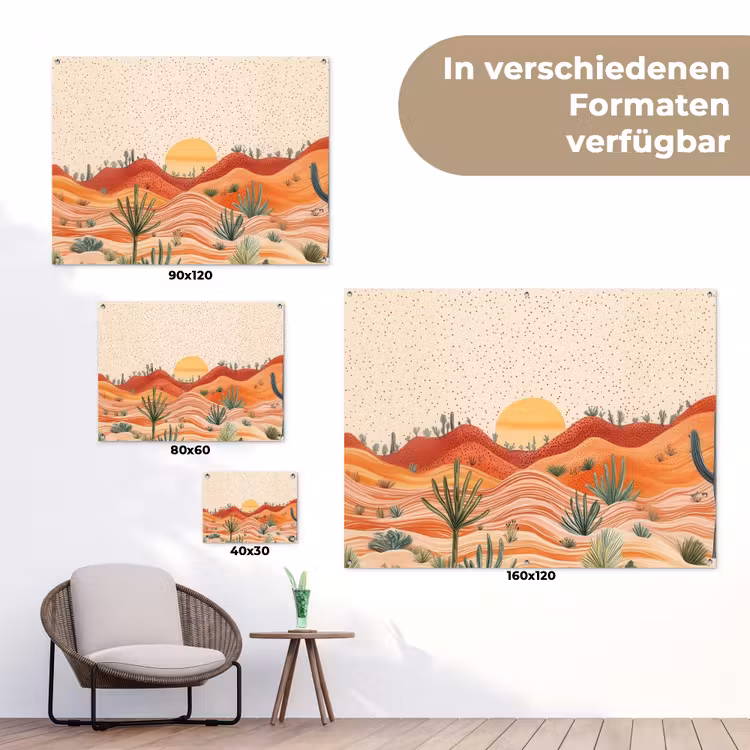 Landschap - Heuvels - Zonsondergang tuinposter los doek klein -Xsfeer9_DE