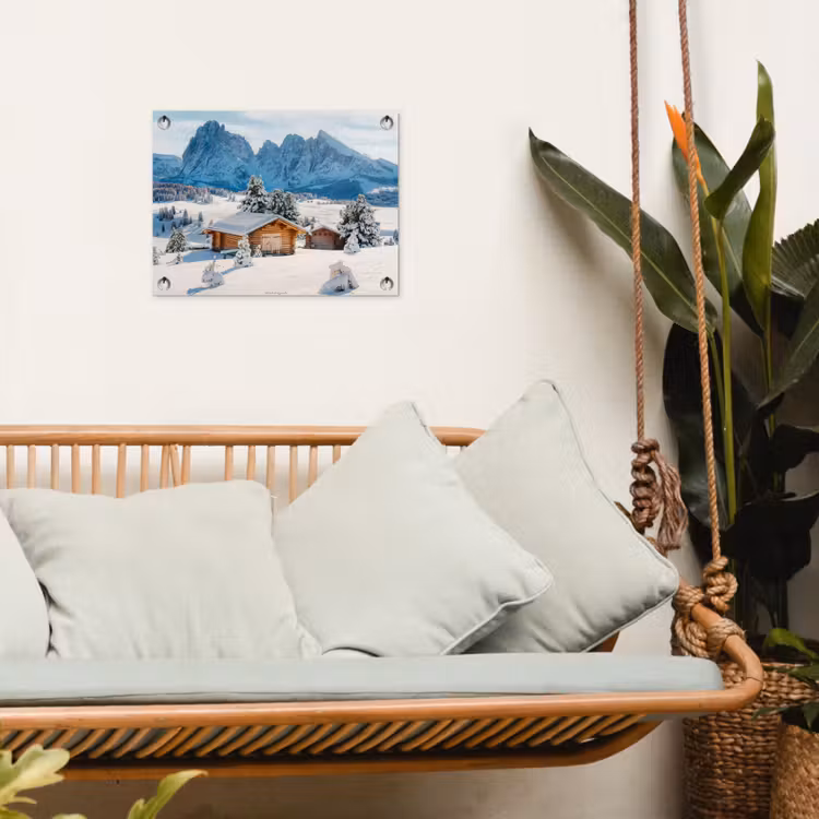 Landschap - Winter - Sneeuw tuinposter los doek klein -sfeer7