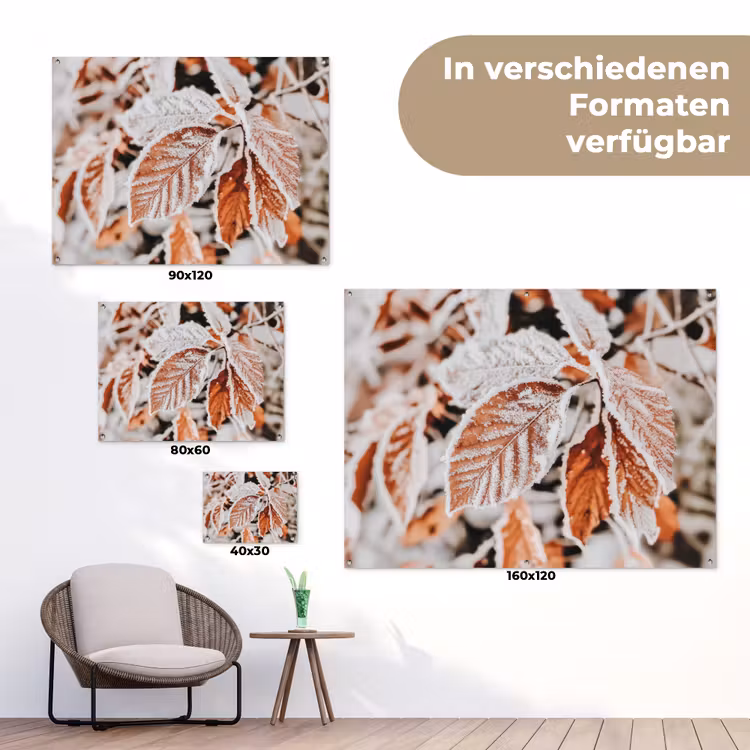 Bladeren - IJs - Winter - Natuur tuinposter los doek klein -Xsfeer9_DE