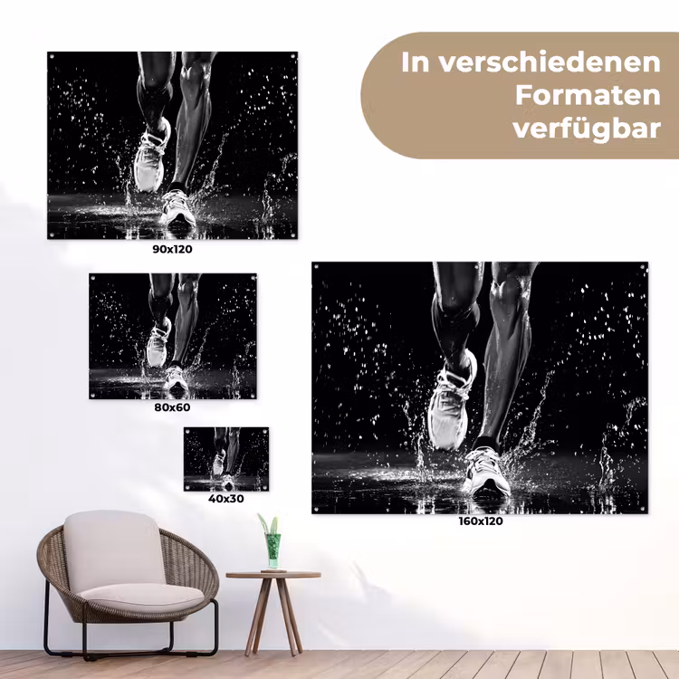 Hardloopschoenen - Rennen - Druppels - Zwart tuinposter los doek klein -Xsfeer9_DE