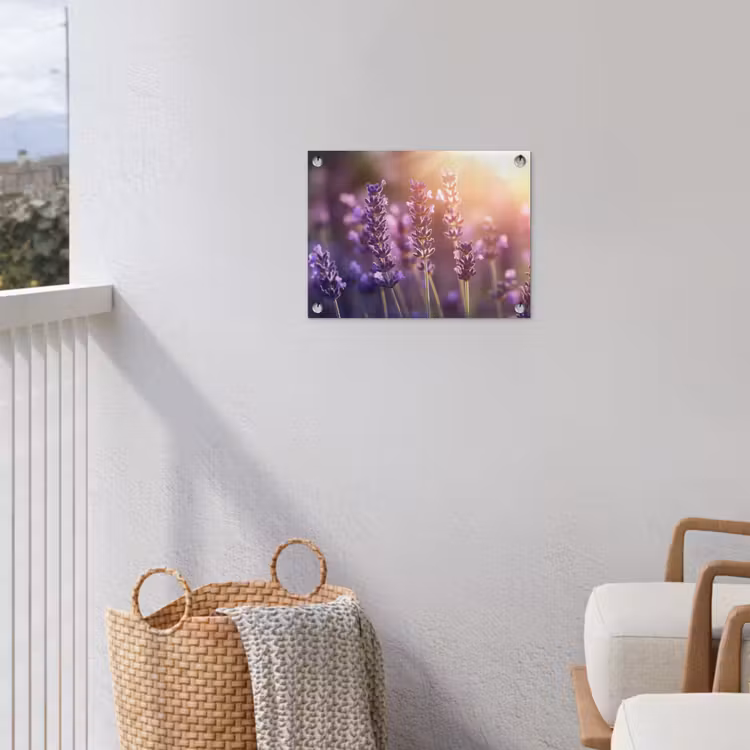 Lavendelbloemen - Paars - Zonlicht tuinposter los doek klein -sfeer8