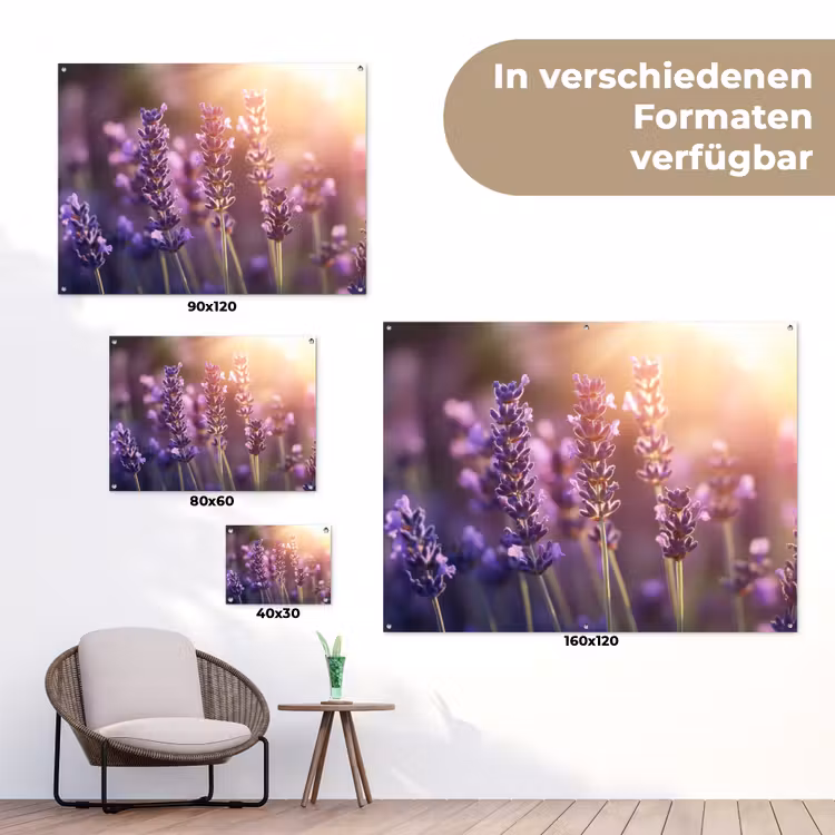 Lavendelbloemen - Paars - Zonlicht tuinposter los doek klein -Xsfeer9_DE