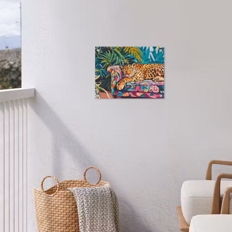 Luipaard - Kleurrijk - Tropisch tuinposter los doek klein -sfeer8
