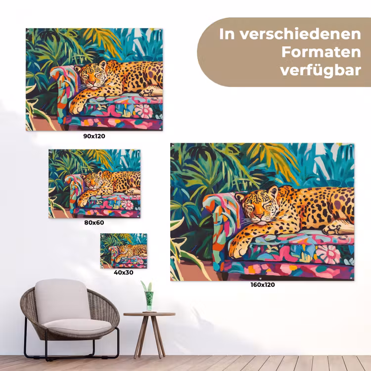 Luipaard - Kleurrijk - Tropisch tuinposter los doek klein -Xsfeer9_DE