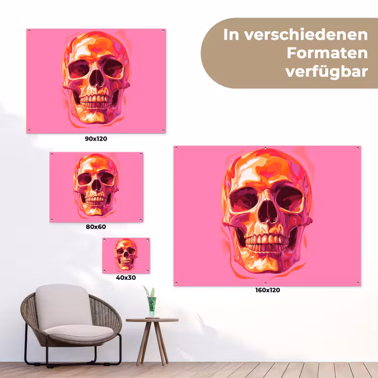 Felroze - Tanden - Schedel tuinposter los doek klein -Xsfeer9_DE