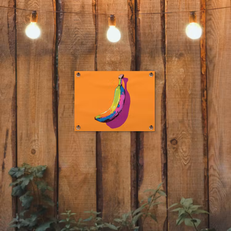 Felle kleuren - Banaan - popart tuinposter los doek klein -sfeer1