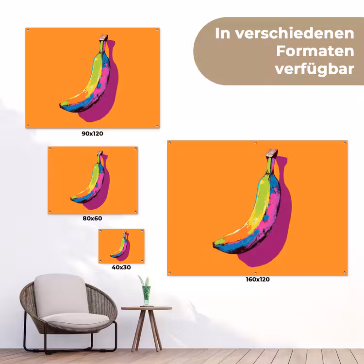 Felle kleuren - Banaan - popart tuinposter los doek klein -Xsfeer9_DE
