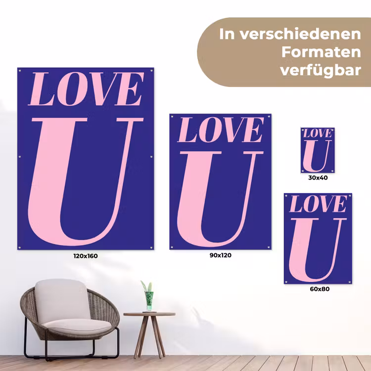 Love - Blauw - Valentijn tuinposter los doek klein -Xsfeer9_DE