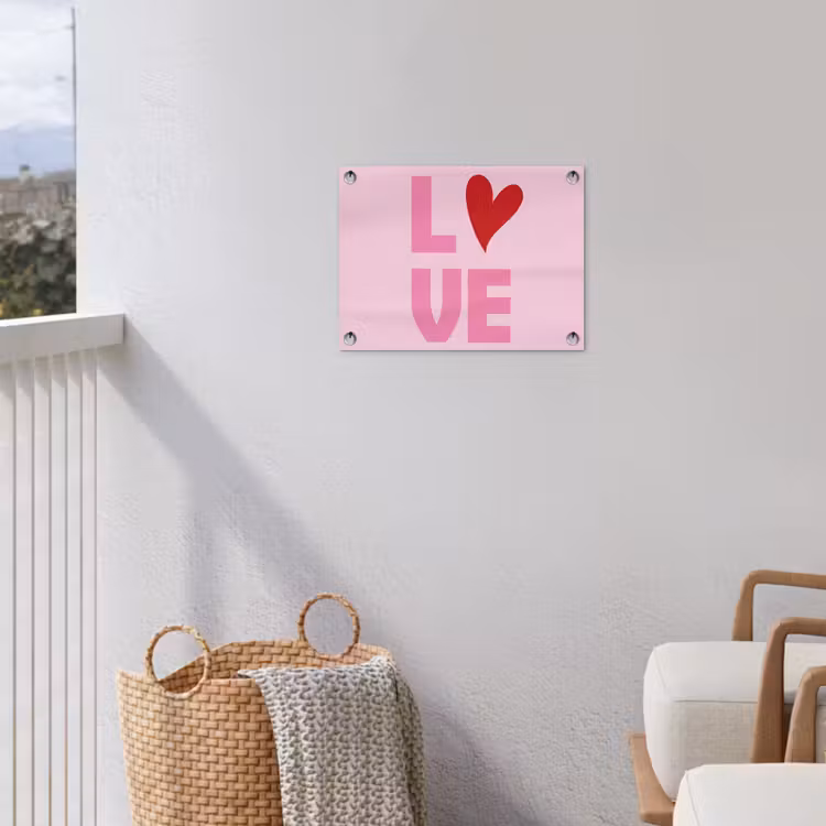 Love - Roze - Hart - Valentijn tuinposter los doek klein -sfeer8