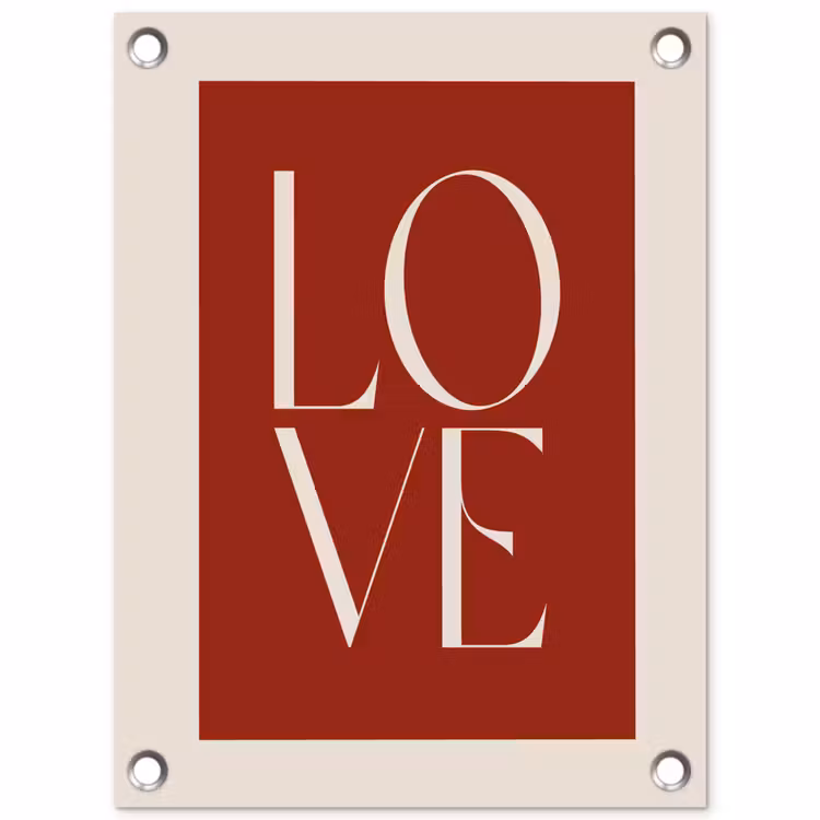 Love - Rood - Minimalistisch tuinposter los doek klein -3d
