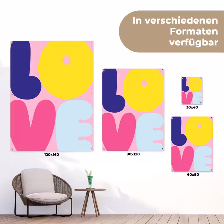 Love - Valentijn - Kleurrijk tuinposter los doek klein -Xsfeer9_DE