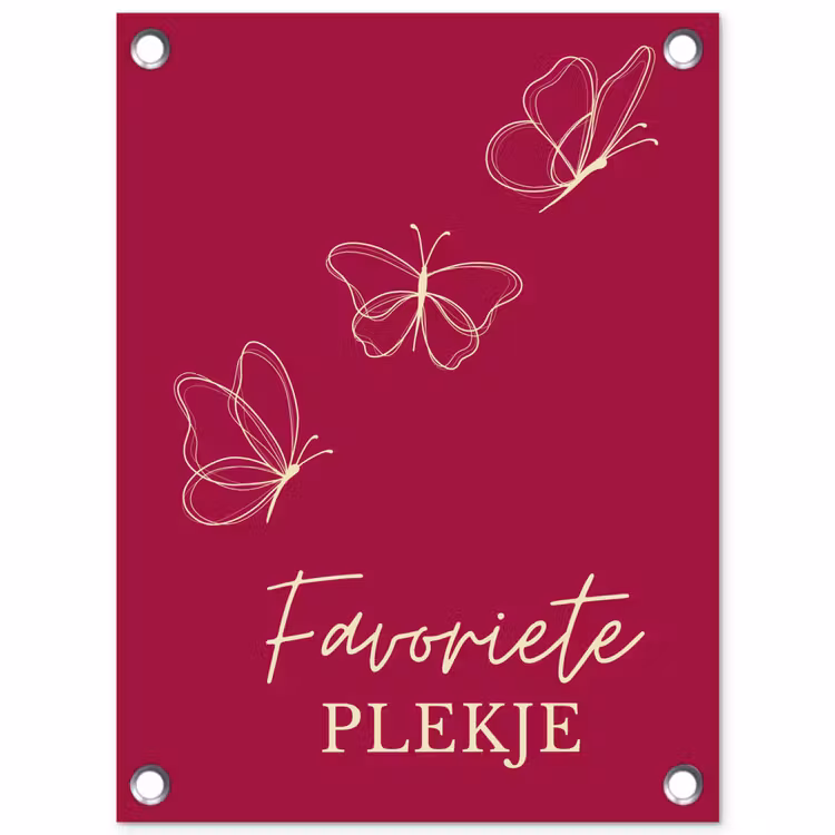 Favoriete plekje met Vlinders tuinposter los doek klein -3d