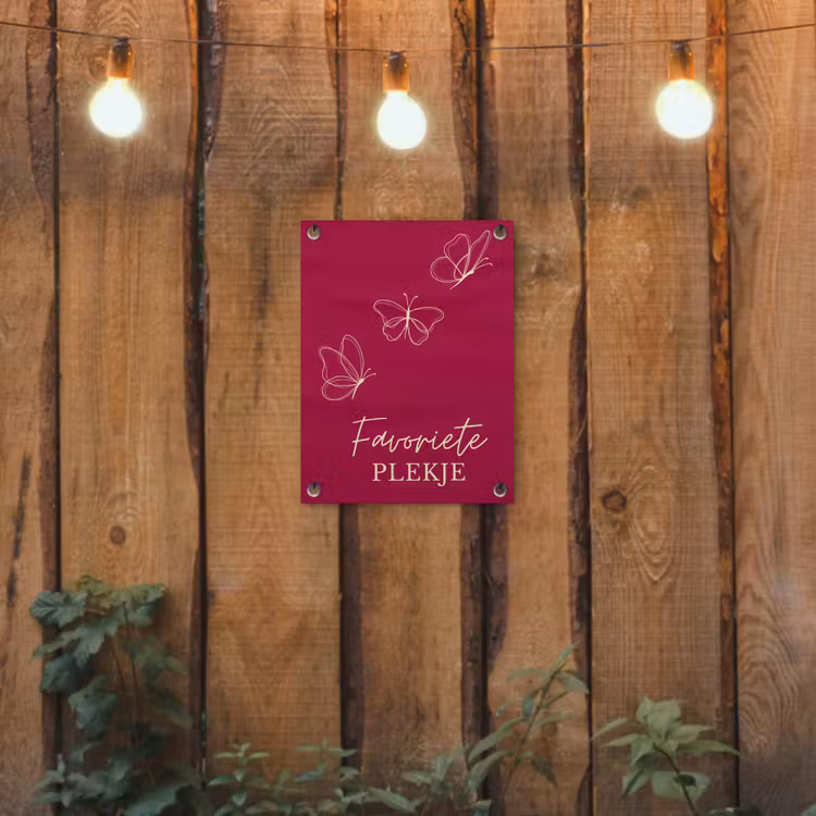 Favoriete plekje met Vlinders tuinposter los doek klein -sfeer1