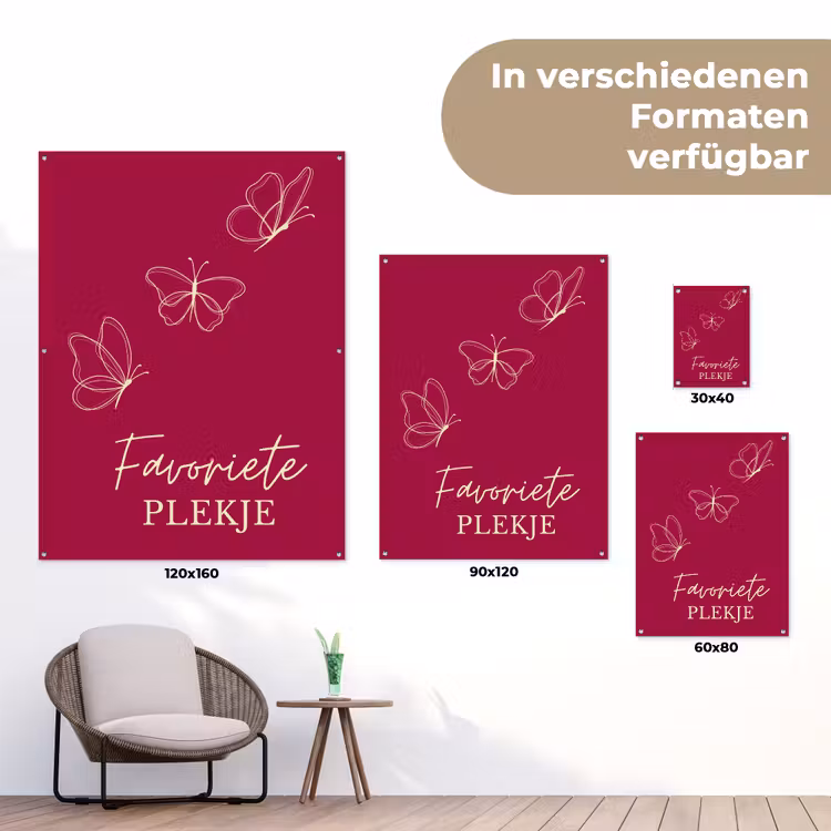 Favoriete plekje met Vlinders tuinposter los doek klein -Xsfeer9_DE