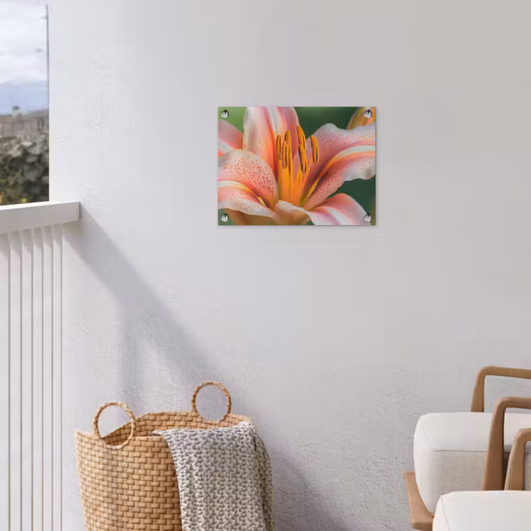 Lelie - Close up - Lichtroze tuinposter los doek klein -sfeer8