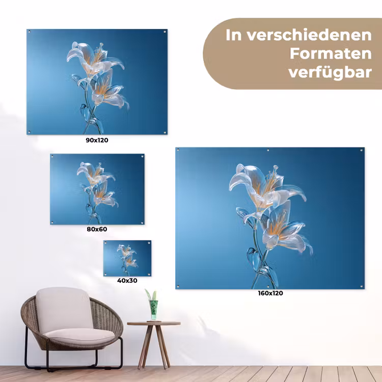 Lelies - Blauw - Glazen tuinposter los doek klein -Xsfeer9_DE