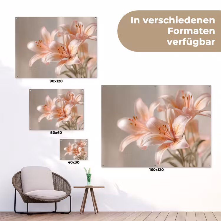 Lelies - Meeldraden - Roze - Wazig tuinposter los doek klein -Xsfeer9_DE