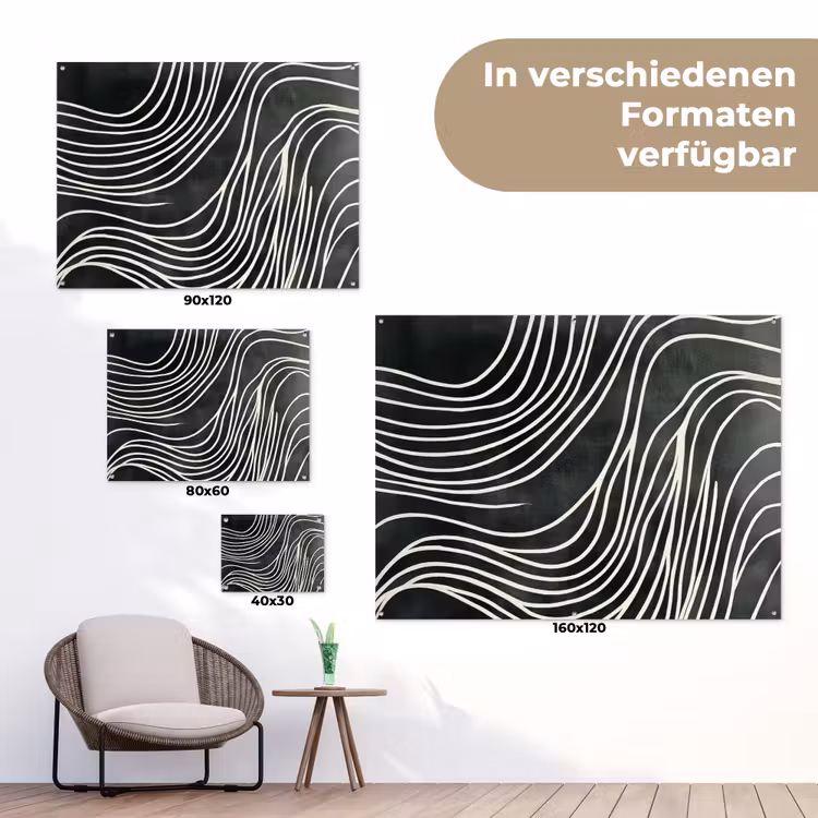 Lijnen - Patroon - Abstract - Wit tuinposter los doek klein -Xsfeer9_DE