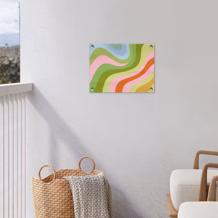 Lijnen - Pasteltinten - Golvend tuinposter los doek klein -sfeer8