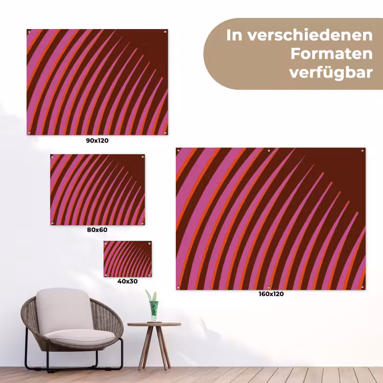 Lijnen - Rood - Beweging tuinposter los doek klein -Xsfeer9_DE
