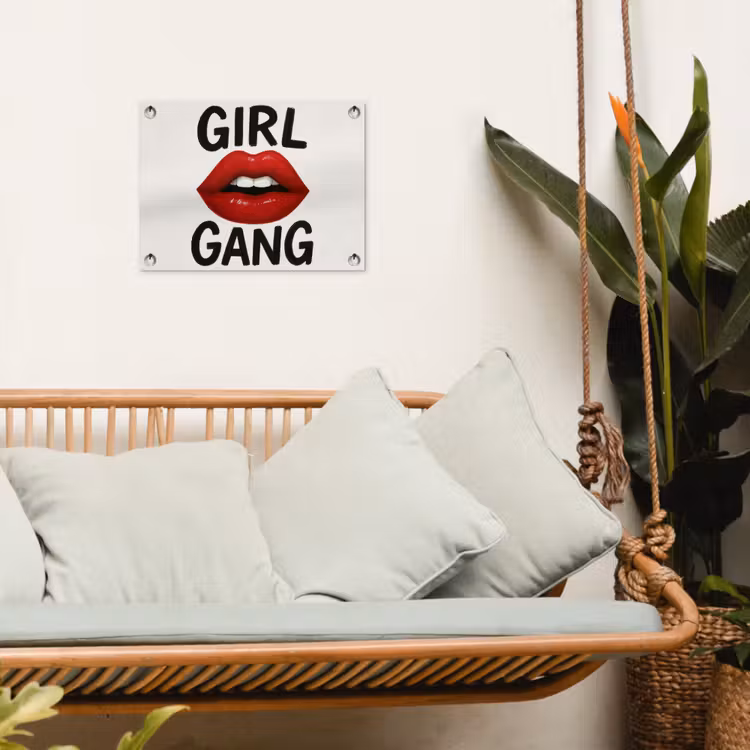 Lip - Girl - Rood - Letters tuinposter los doek klein -sfeer7