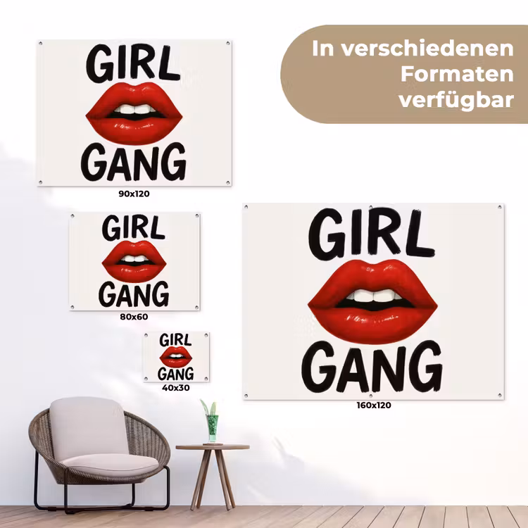 Lip - Girl - Rood - Letters tuinposter los doek klein -Xsfeer9_DE