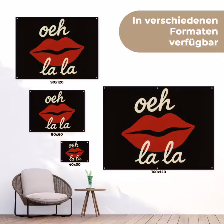 Lip - Rood - Quote tuinposter los doek klein -Xsfeer9_DE