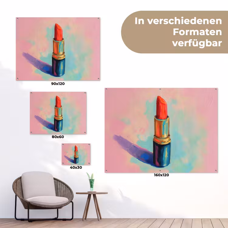 Lippenstift - Rood - Penseelstreken tuinposter los doek klein -Xsfeer9_DE
