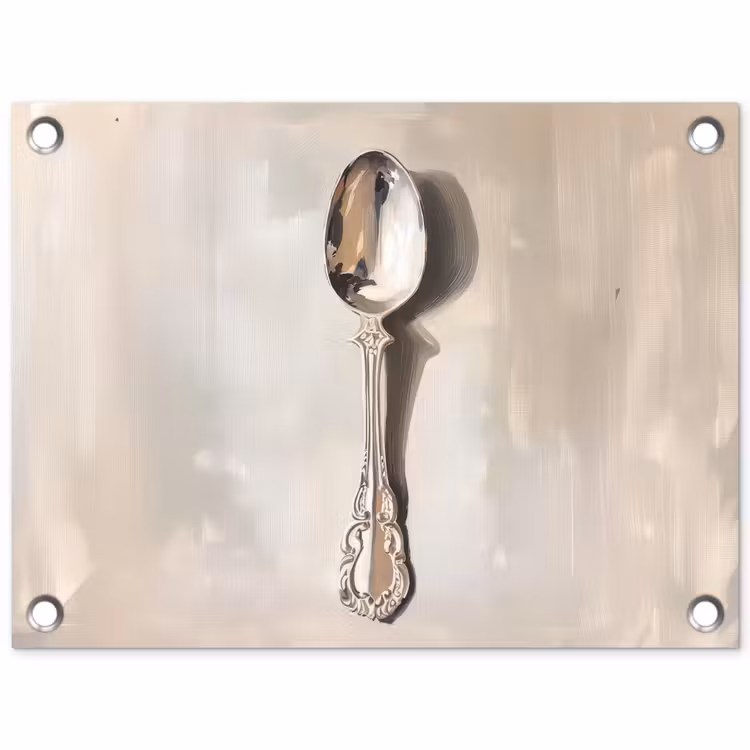 Lepel - Verf - Zilver tuinposter los doek klein -3d