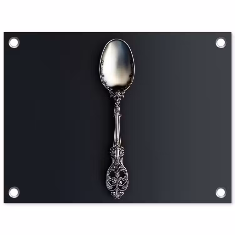Lepel - Zilver - Metaal tuinposter los doek klein -3d