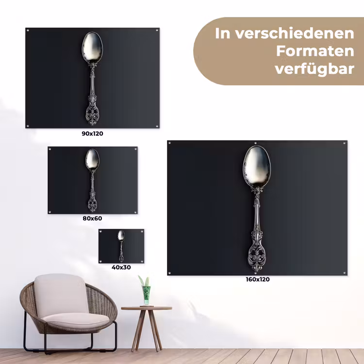 Lepel - Zilver - Metaal tuinposter los doek klein -Xsfeer9_DE
