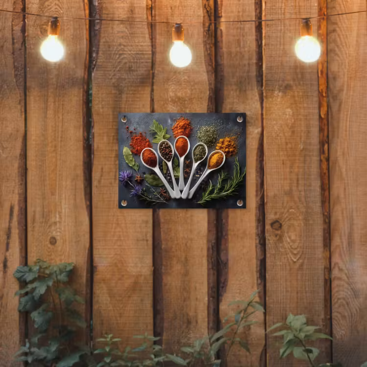 Lepels - Wit - Poeder - Kruiden tuinposter los doek klein -sfeer1