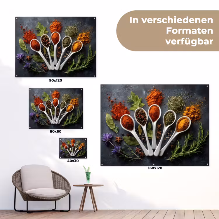 Lepels - Wit - Poeder - Kruiden tuinposter los doek klein -Xsfeer9_DE