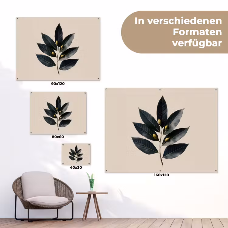 Laurierbladeren - Bloemknoppen - subtiel tuinposter los doek klein -Xsfeer9_DE