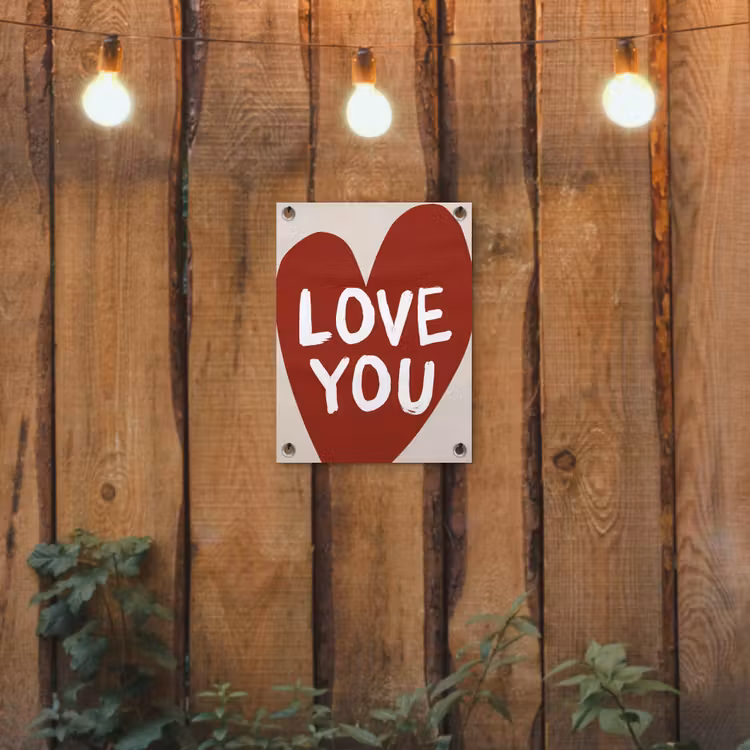 Loveyou - Hart - Rood tuinposter los doek klein -sfeer1