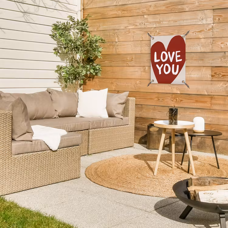 Loveyou - Hart - Rood tuinposter los doek klein -sfeer4