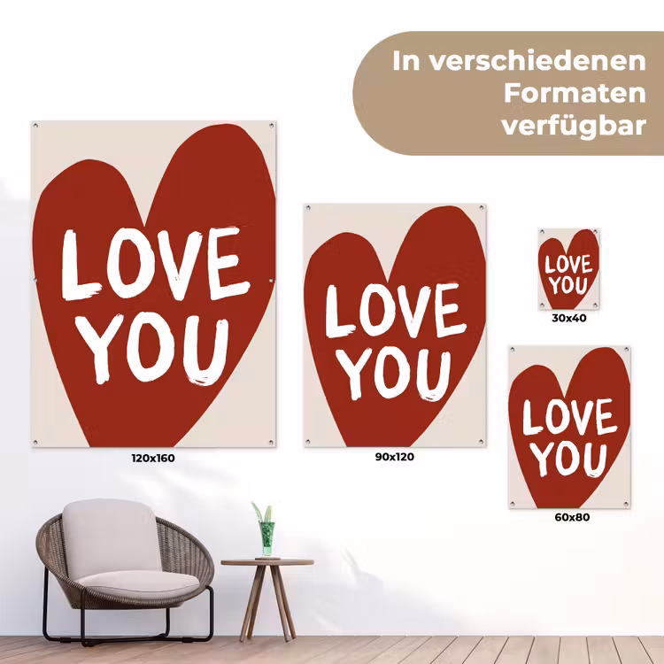 Loveyou - Hart - Rood tuinposter los doek klein -Xsfeer9_DE