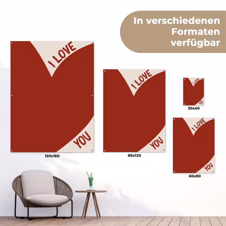 Loveyou - Rood - Hart tuinposter los doek klein -Xsfeer9_DE