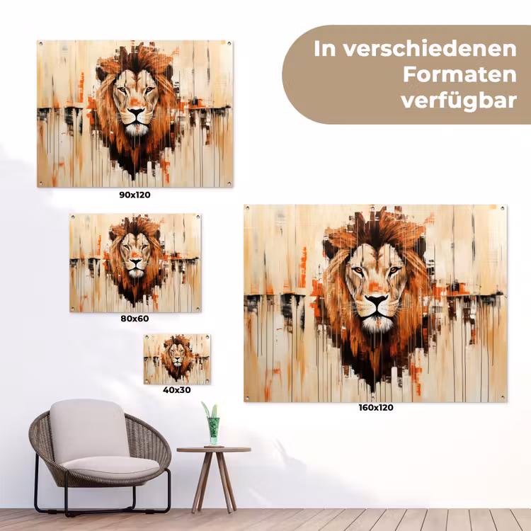 Leeuwenkop - Lijnen - Crème tuinposter los doek klein -Xsfeer9_DE