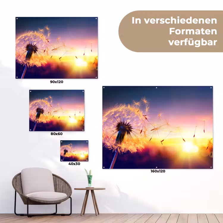 Paardenbloem in de Avondschemering tuinposter los doek klein -Xsfeer9_DE