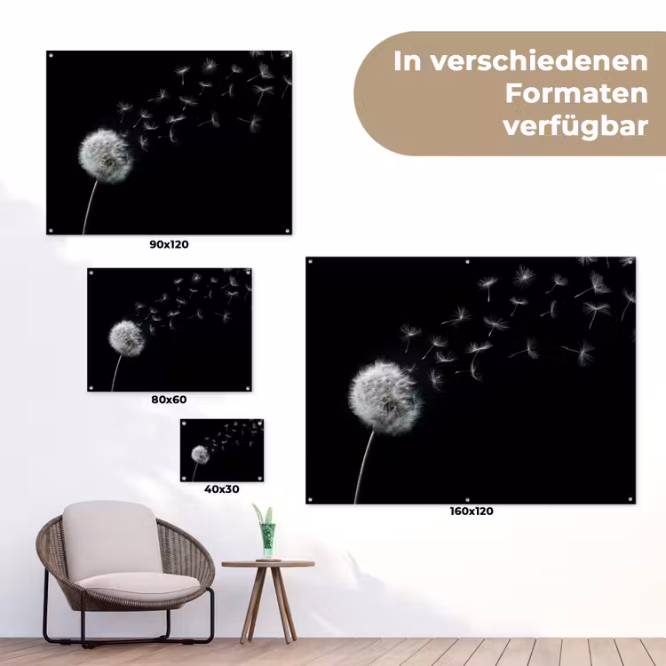 Paardenbloem - Zwart - Natuur tuinposter los doek klein -Xsfeer9_DE