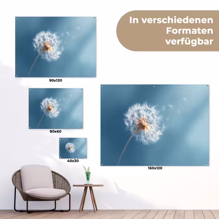 Paardenbloem - Wind - Blauw tuinposter los doek klein -Xsfeer9_DE