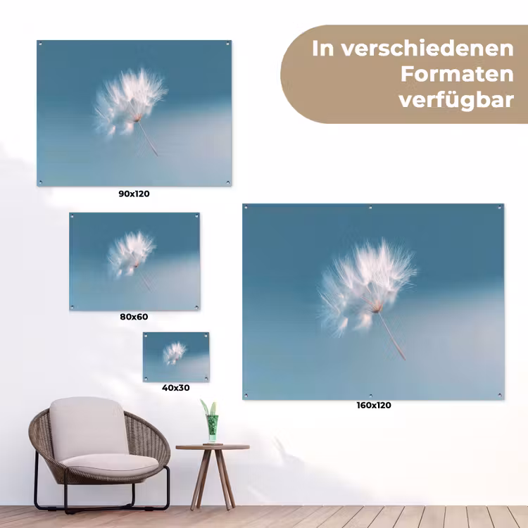 Paardenbloempluisje - Blauw - Lucht tuinposter los doek klein -Xsfeer9_DE