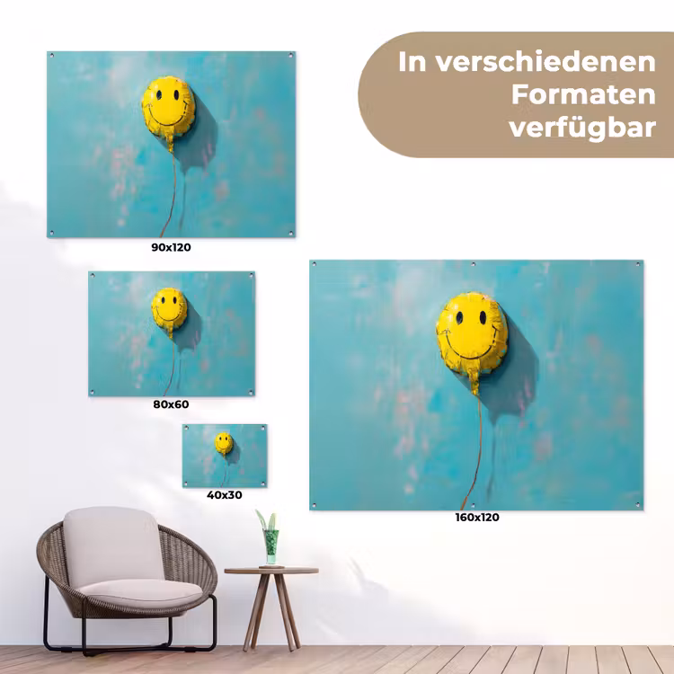 Ballon - Geel - Smiley tuinposter los doek klein -Xsfeer9_DE