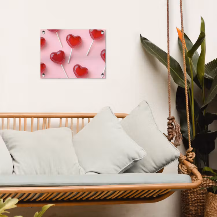 Lollies - Hartjes - Roze tuinposter los doek klein -sfeer7
